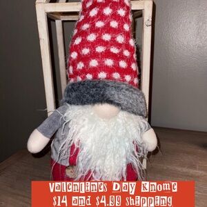 Charming Red and Gray Gnome Figurine